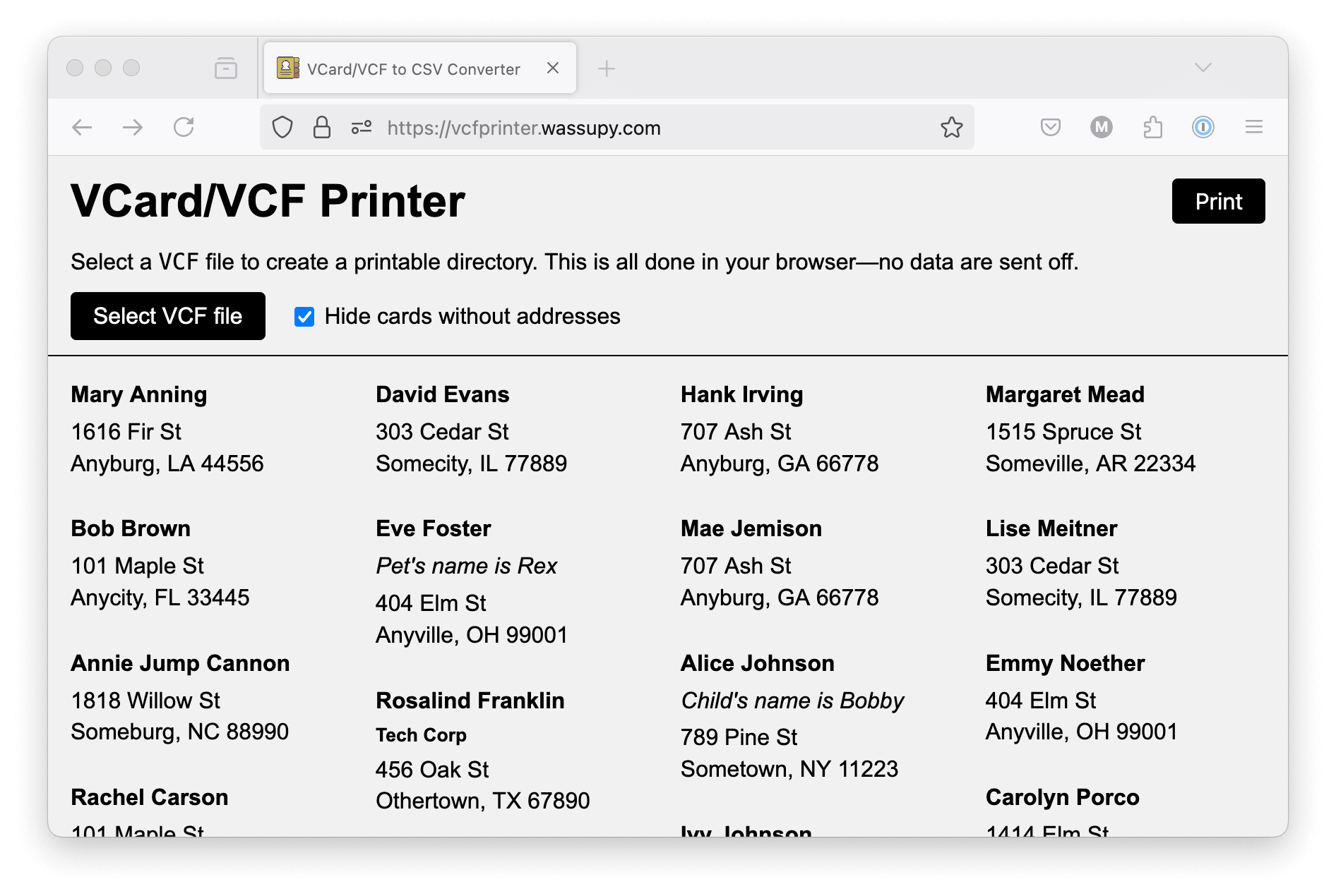 a screenshot of a web page that shows a bunch of contact cards